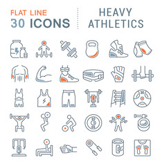 Set Vector Line Icons of Heavy Athletics.