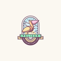 Pelican Line art illustration vector Design template