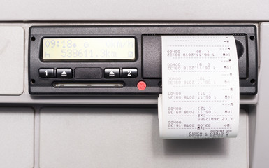 Digital tachograph and print of the driving time of the day. No personal data
