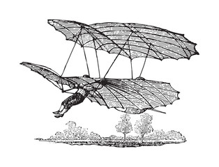 Old airplane / vintage illustration from Meyers Konversations-Lexikon 1897