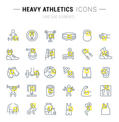 Fototapeta na wymiar Set Vector Line Icons of Heavy Athletics.