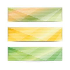 Vector set of banners in green and yellow shades with sunlight-trendy vector design elements