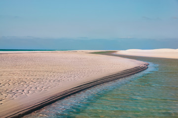 Fantastic deserted beach on the Indian Ocean. Paradise vacation.