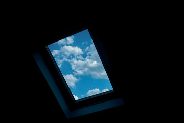 blue sky through window with copy space for your text or image