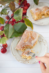 apple pie- organic apples and a piece of cake