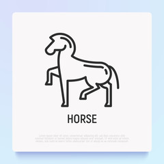 Cartoon horse thin line icon. Modern vector illustration for Chinese horoscope.