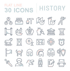 Set Vector Line Icons of History.