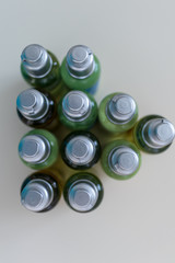 shampoo bottles on white background