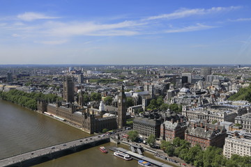 aerial view of westminster Palase from London Eye