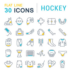 Set Vector Line Icons of Hockey.