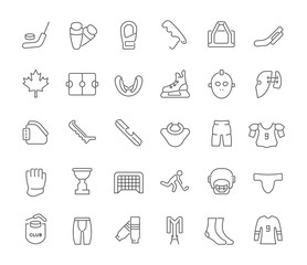 Set Vector Line Icons of Hockey.
