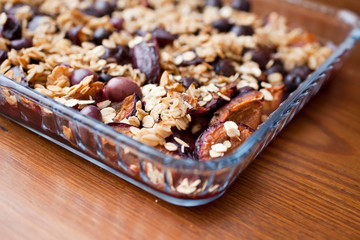  Organic Granola- baked oats with plums for breakfast