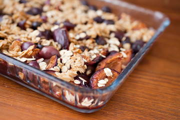  Organic Granola- baked oats with plums for breakfast