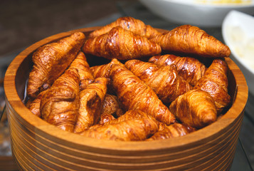Fresh croissants with crispy crust