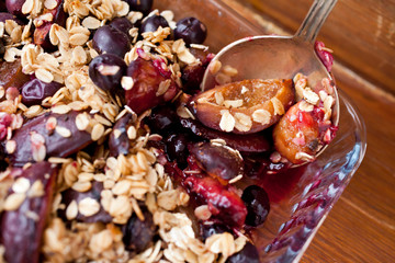  Organic Granola- baked oats with plums for breakfast
