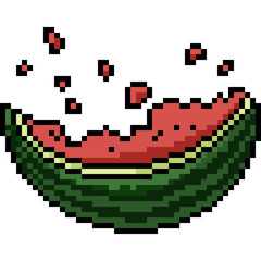 Fototapeta premium vector pixel art watermelon bite