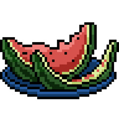 Fototapeta premium vector pixel art watermelon bite