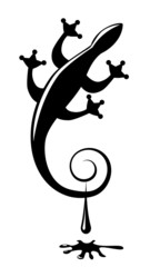 Obraz premium Salamander tail with Ink and blot