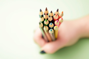 Variety of colors vector set of colored pencils. Drawing and painting