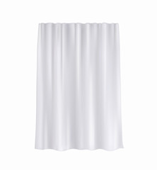 Curtain, hanging window decoration isolated on white background. Vector cloth, fabric, silk veil. Textile white wave drapery.