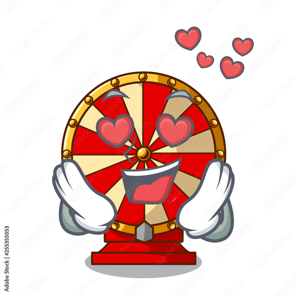 Wall mural In love spinning wheel beside wooden cartoon table