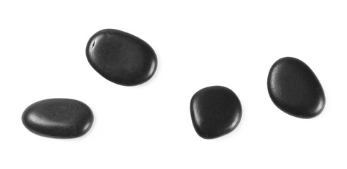 Black rocks, pile isolated on white background, top view