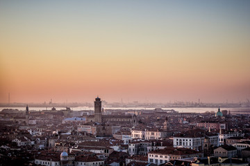 Fototapeta na wymiar Panoramic view of Venice at Sunset