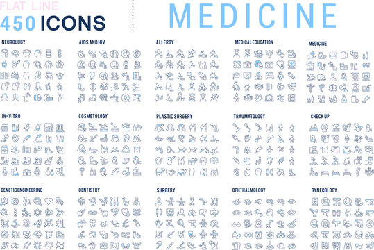 Set Vector Line Icons of Medicine and Health.