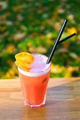 Cocktail in a glass in summer