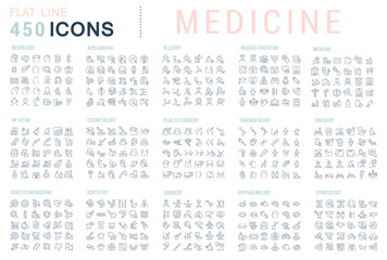 Set Vector Line Icons of Medicine
