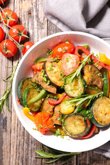 ratatouille, grilled zucchini with tomato and bell pepper