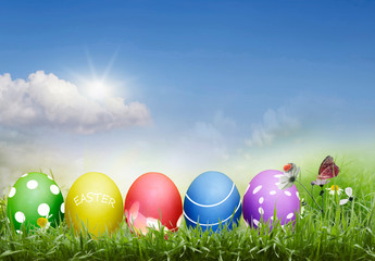 basket with Easter eggs