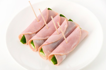キュウリのハム巻き