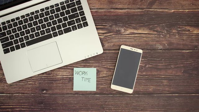 Office supplies and writing Work time on paper - Stop motion