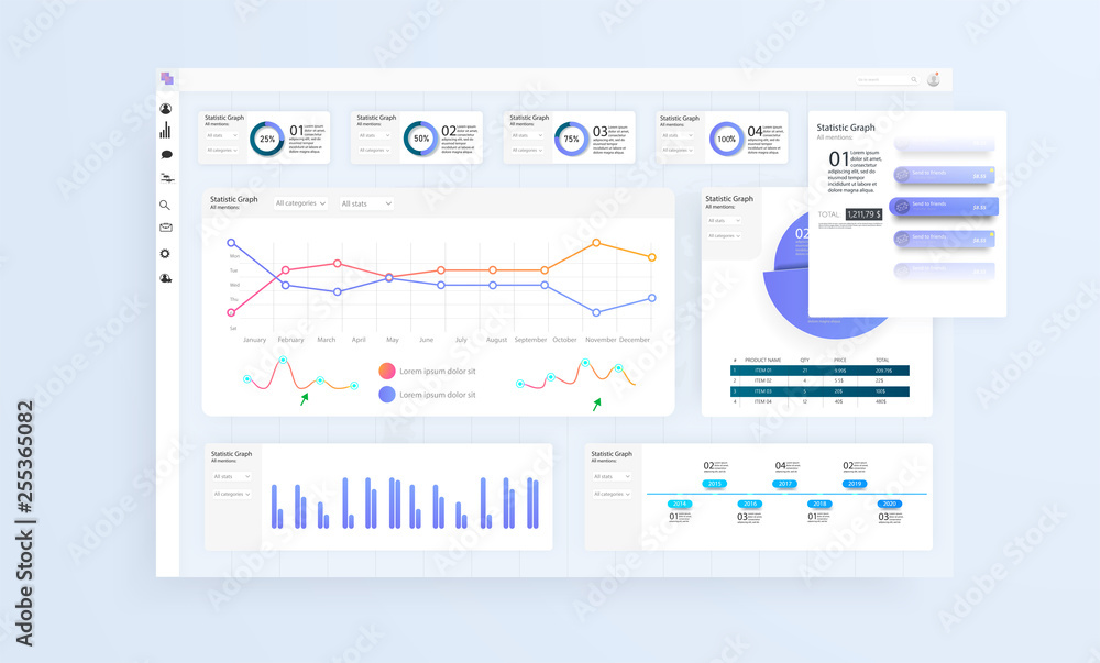 Leinwandbilder data infographic application ui ux. modern intelligent infographic diagram vector interface. vector 