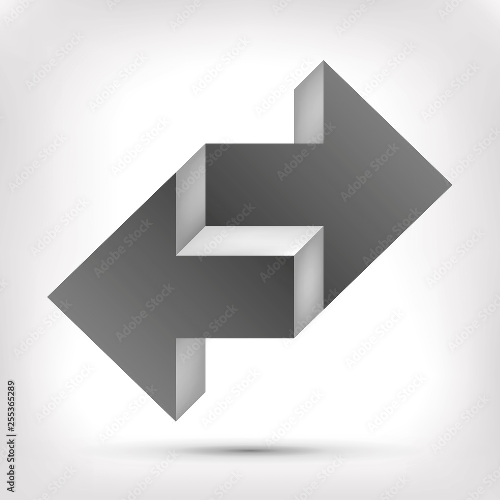 Poster double arrow. unreal object. pointer in two directions. vector design element for you project