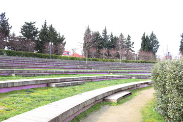 	 The seats on the stairs	