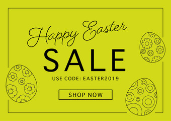 vector happy easter sale card with code and shop now in two colors
