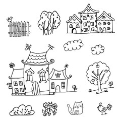 Houses coloring page