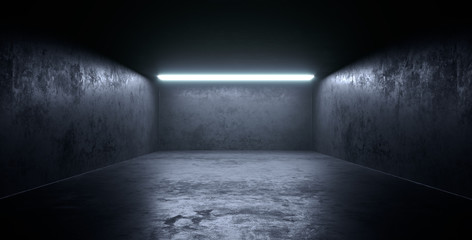Empty high detailed concrete room with light stripes and reflections.  3D illustration.  © SHD