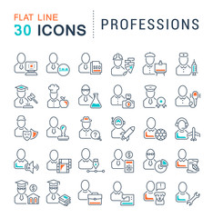 Set Vector Line Icons of Professions.