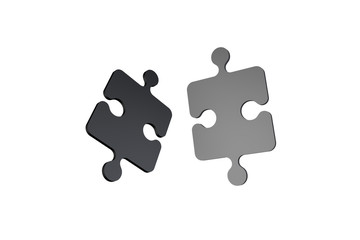 Two Jigsaw Puzzle Pieces on White