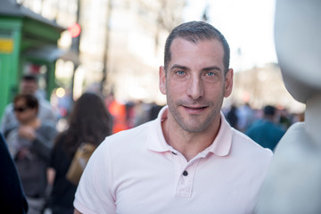 Attractive man posing in the city