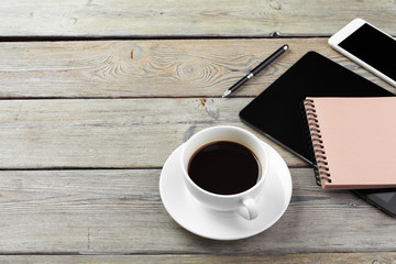 Working place, wooden table
