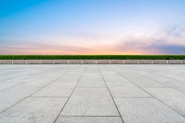 Empty square tiles and beautiful sky scenery