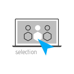 Human resources design. Applying for job at laptop, giving CV, job competition vector concept