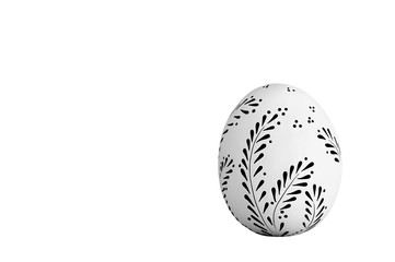 Handmade easter egg isolated on white background with place for text