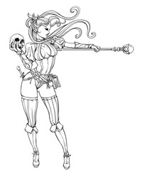 Slender sorceress with a staff