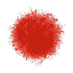 Particles grain or sand assembled in a circle live coral color. Vector backdrop texture shards, pieces or splashes of watercolor abstraction imitation. Illustration grunge textures for design. Eps10