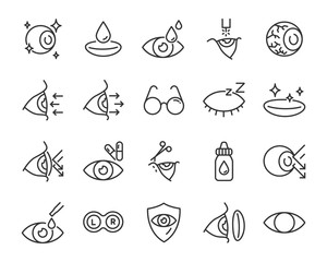 set of eye icons, such as eyedropper, sensitive, blind, eyeball, eyeproblem, lens